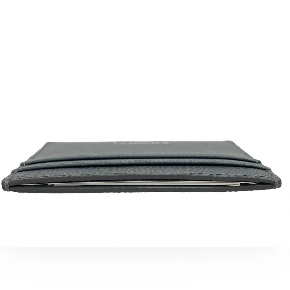 Burberry Sandon Card Case Wallet Embossed Logo Leather Storm Grey *NWT*